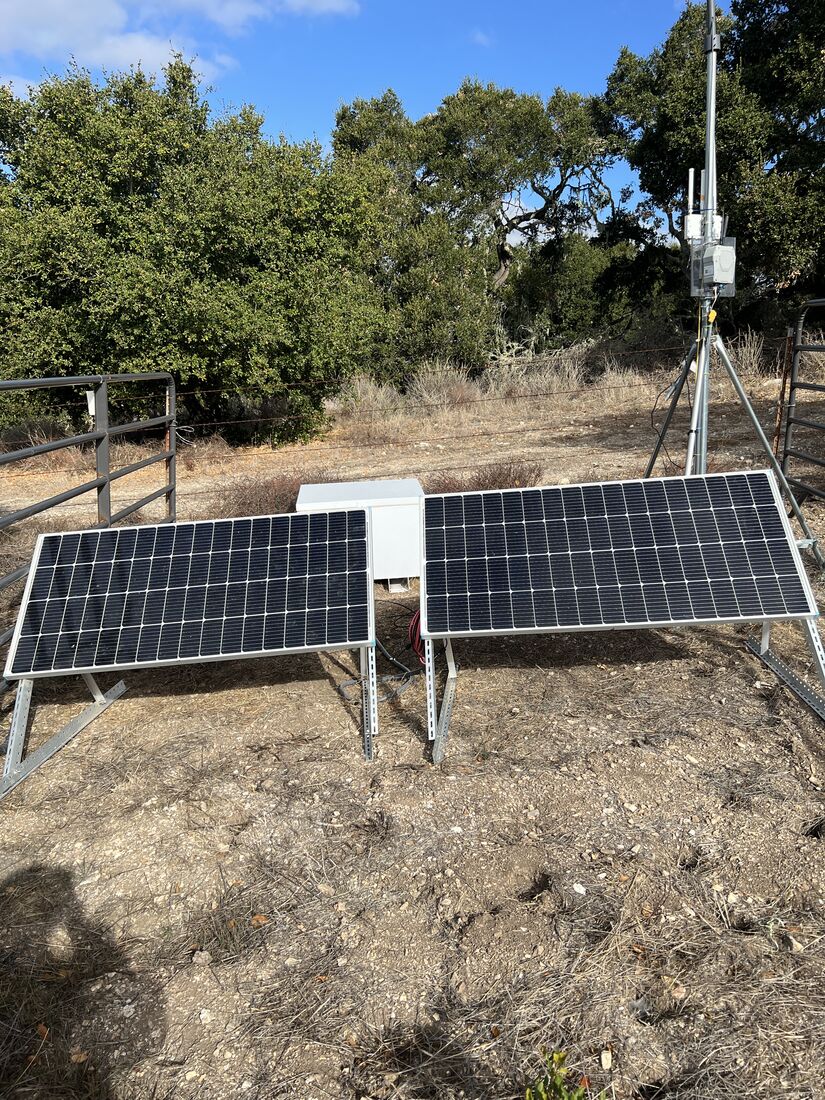 Solar panel powering a field node